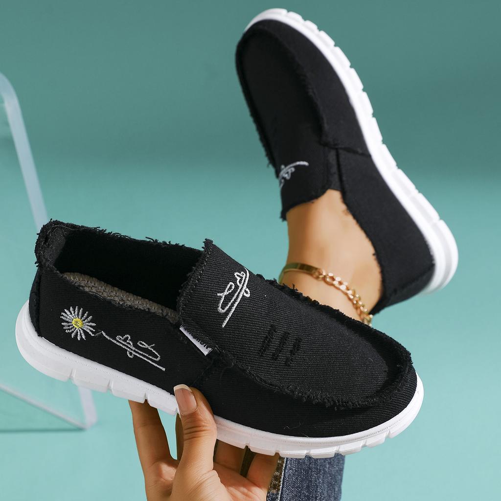 Naiste vabaaja madala säärega tennised pestud lõuendi ja karikakramustriga