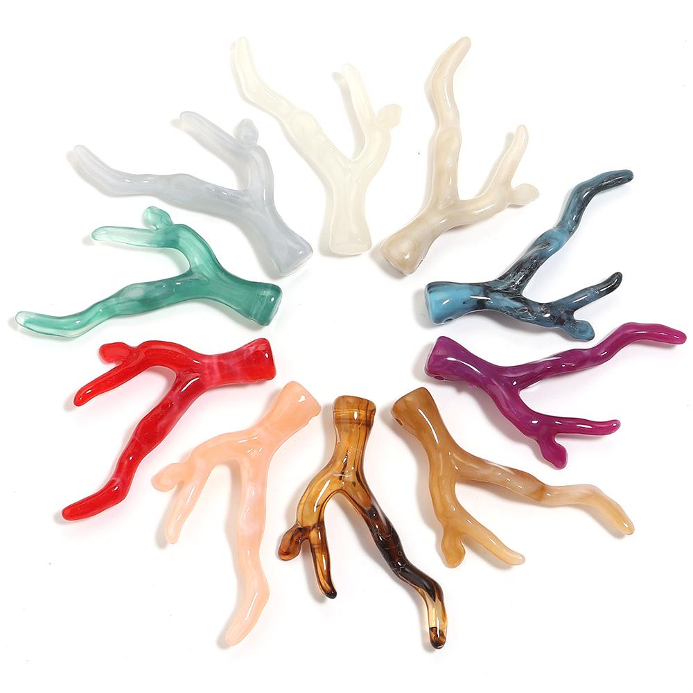 20pcs/lot Deer Horn Shaped Imitation Coral Acrylic Beads Loose Beads For Jewelry Making DIY Charms Accessories