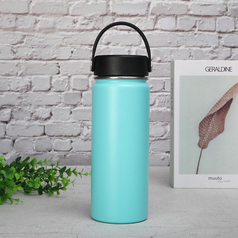 18oz Stainless Steel Space Kettle Handle Lid Thermos Bottle Outdoor Sports Kettle Double-layer Vacuum Bottle Thermos Cup