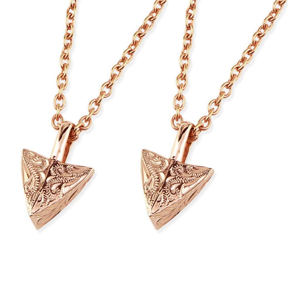 Hawaiian Jewelry Pair Necklaces, Stainless Steel Triangle Design, 3D Pendant, Women s & Men s, Silver, Rose Gold, Yellow Gold, Accessories [Rose Gold