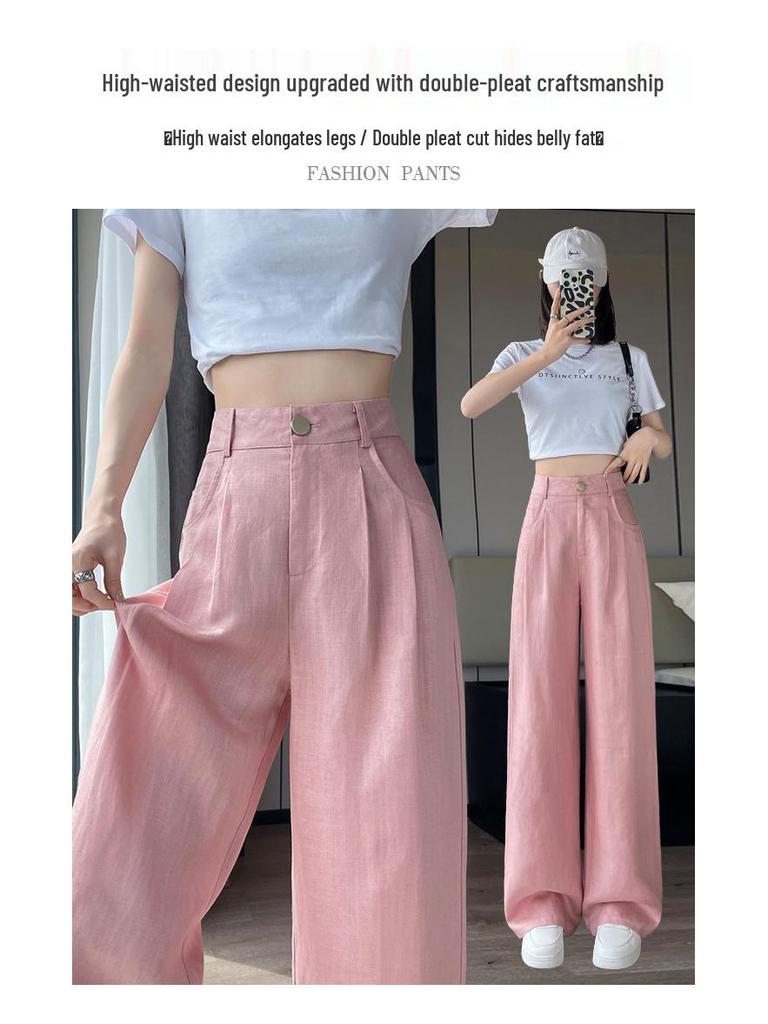 2026 Summer Women's Wide-Leg Cotton Linen High-Waist Casual Pants with Sun Protection