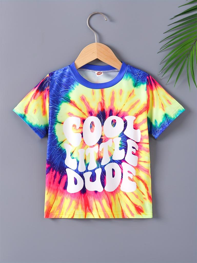 2026 Girl Summer Rainbow Tie Dye T-Shirt Short Sleeve Tee Top Crew Neck Clothes Child Girl Casual Outdoor Clothing Kids Tshirt
