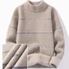 Men's Half Turtleneck Pullover Sweater Teen Fashion Faux Mink Knit Sweater Autumn