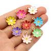 20pcs Enamel Flower Charms Pendant Alloy Metal DIY Jewelry Making Accessories Findings for Earrings Necklace Bracelet