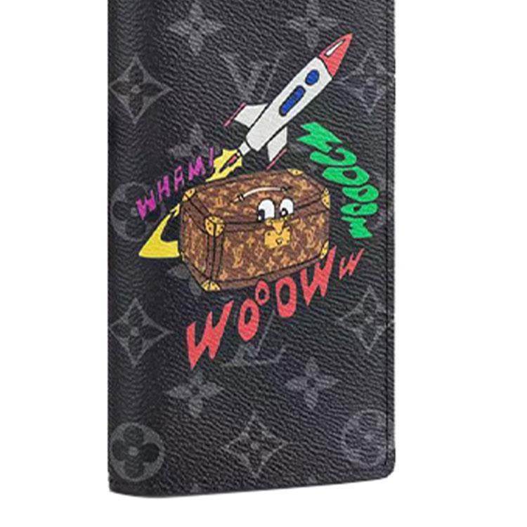 Louis Vuitton Brazza Holiday Comic Graffiti Monogram Canvas Wallet Men Wallets Black M80931