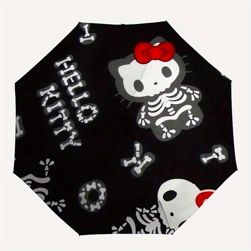 1pc Skeleton Hello Kitty PatternUmbrella with Plastic Handle,Suitable for All Seasons Home Travel Outdoor UmbrellaSanlio232