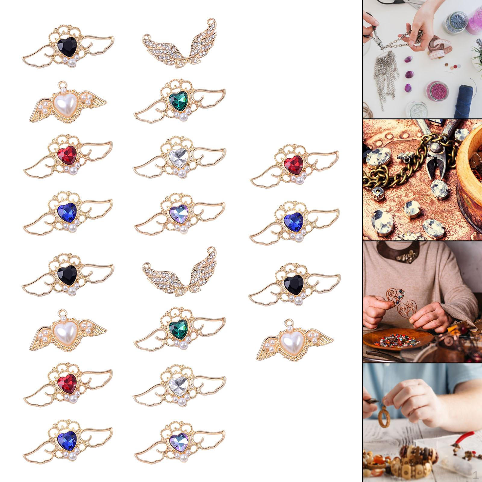 20 Pieces Heart Shape Charms Pearls Findings Pendant for Jewellery Making DIY