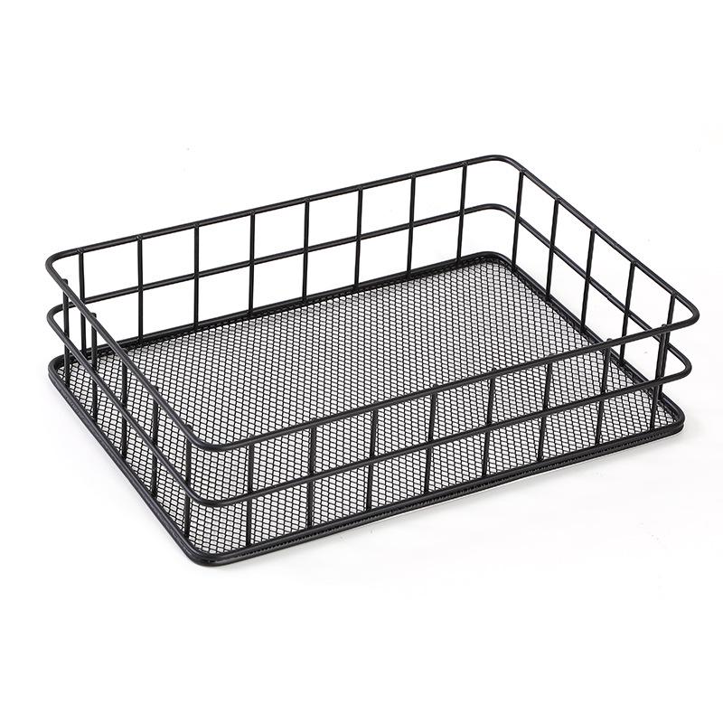 Minimalist Iron Art Desktop Organizer - Snack & Cosmetic Storage Basket