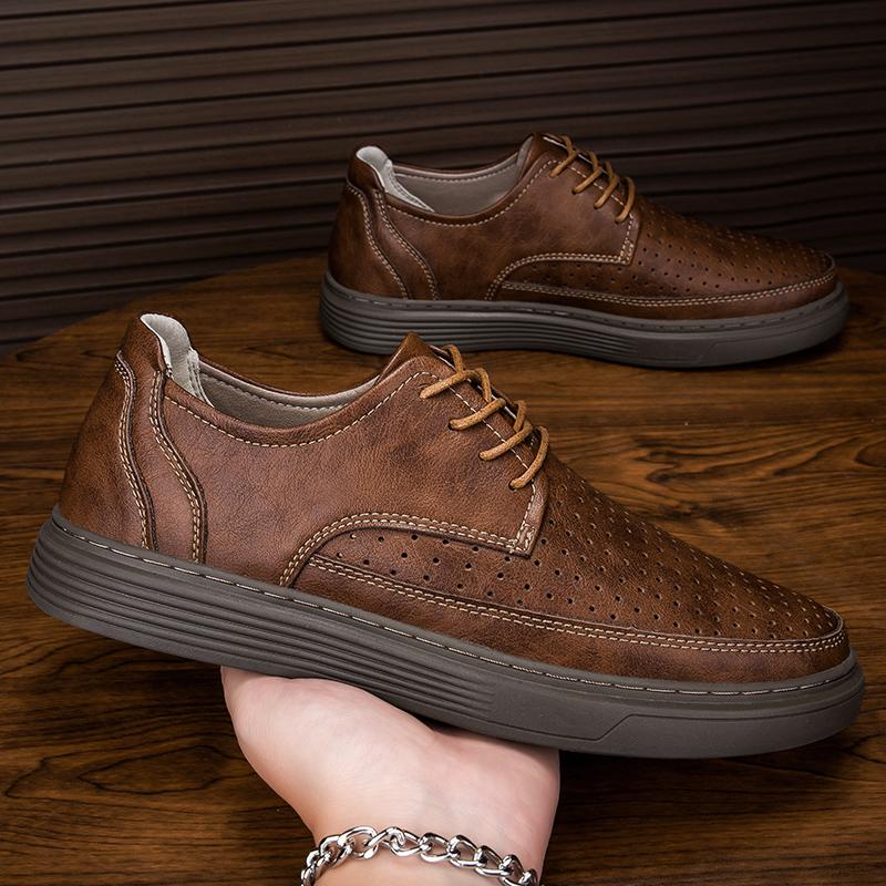 Fashion British Style Men  Oxford Shoes Leather Casual Business Dress Shoe Men Wedding Party Comfort Fashion Hollow Out Oversized Shoes