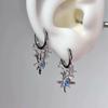 Blue Zircon Eight-Pointed Star Pendant Earrings For Women Silver Color Star Tassel Ear Buckle Y2K Jewelry Gift