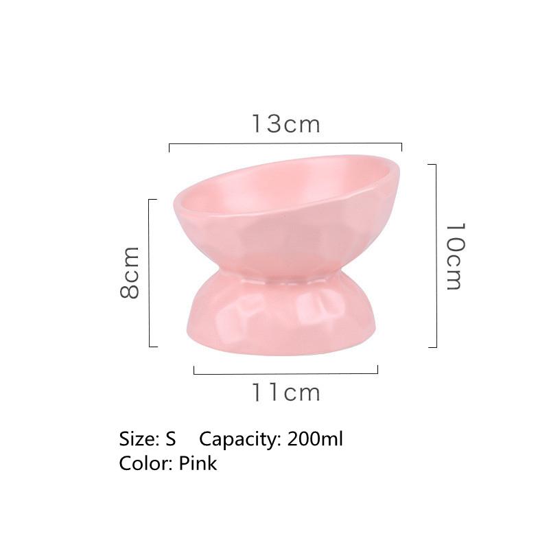 Fashion Ceramic Cat Bowl Protect Spine Oblique Mouth High-footed Dog Feeder Cat Food Bowl Water Bowls Pet Supplies Accessories