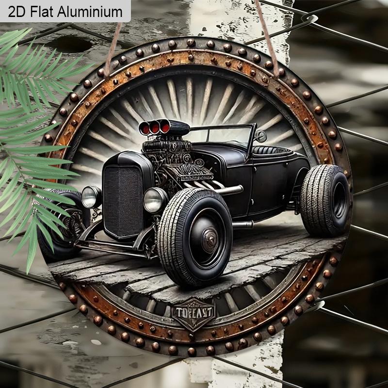 

2D Flat 1pc Steampunk Style Car Aluminum Decoration Plaque, Vintage Sports Car Decor Sign, Garage Decor, Bar Decor and Auto Shop Decor, Perfect Gift 7.87×7.87inch