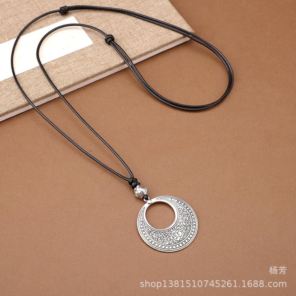 Tibetan Style Pendant Necklace: Ethnic, Classic, Versatile, Long Chain for Sweaters