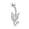 Steel Belly Button Ring Heart Cubic Zirconia Cute Devil Design For Daily Wear Parties Holiday Body Piercing Jewelry