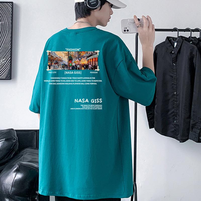 Nasa Giss Mens Oversized Drop Shoulder T-Shirt 100% Cotton Streetwear Tee
