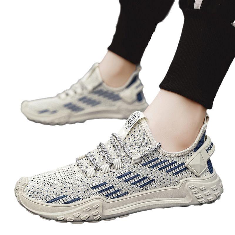 Mesh shoes men's summer new breathable deodorant fly-woven mesh men's lazy one-pedal casual sports soft baseplate shoes