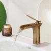 Antique Bathroom Faucet Gray Basin Faucet Brass Hot & Cold Bathroom Sink Faucet Deck Mounted Lavotory Faucet  Waterfall Tap