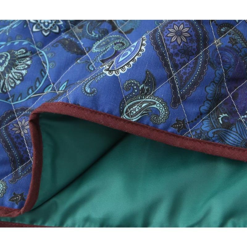 Women Vintage Printed Loose Long Sleeve Cotton Padded Coat