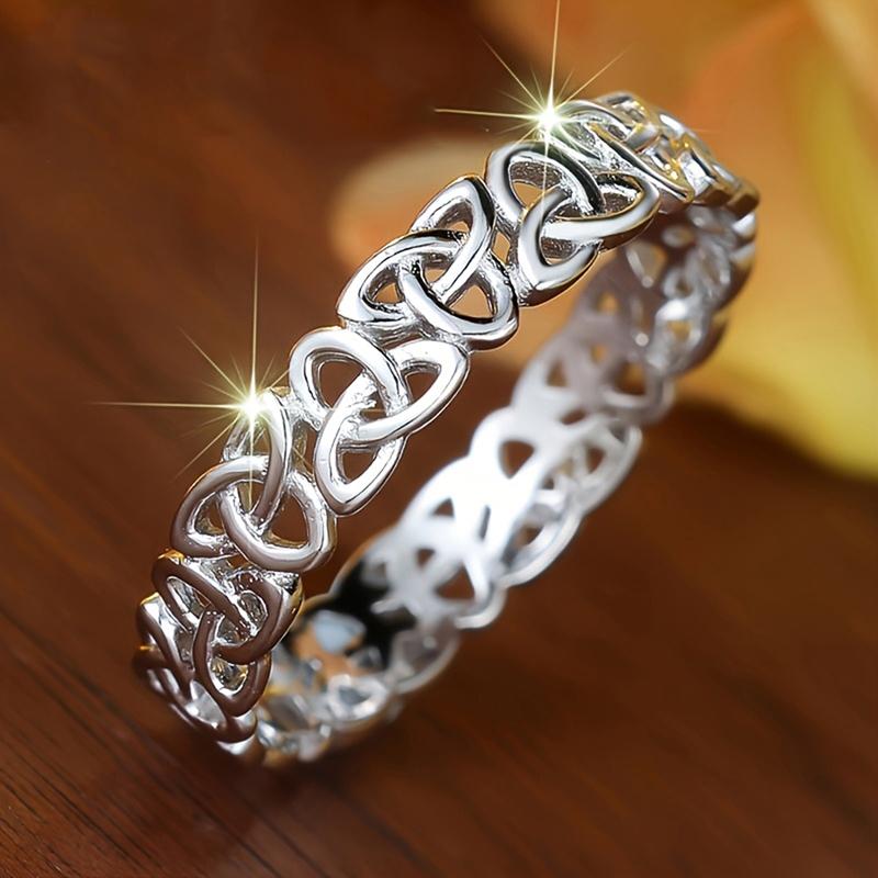 Huitan Vintage Celtic Knot Band Ring for Women Hollow Wedding Statement Finger Jewelry Elegant Fashion Party Daily AccessoriesGood Product
