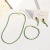 Emerald Zircon Gold-Plated Jewelry Set: Full Diamond Necklace, Earrings & Bracelet