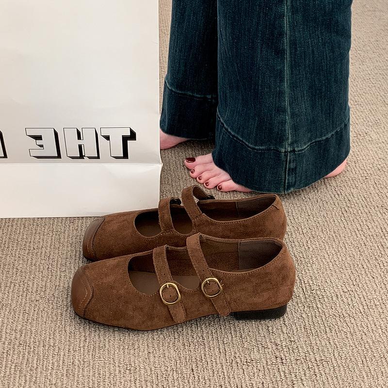 Buty Mary Jane damskie nowe wiosenne wszechstronne retro kwadratowy nosek wygodne jedno-paskowe zapięcie lekkie usta buty na płaskim obcasie