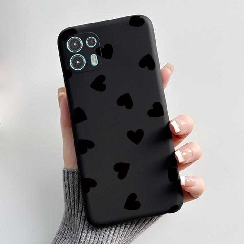 For Motorola Edge 20 Lite Case XT2139-1 Pretty Girl Cute Heart Rabbit Black TPU Silicone Back Cover For Moto Edge 20 Fusion Case