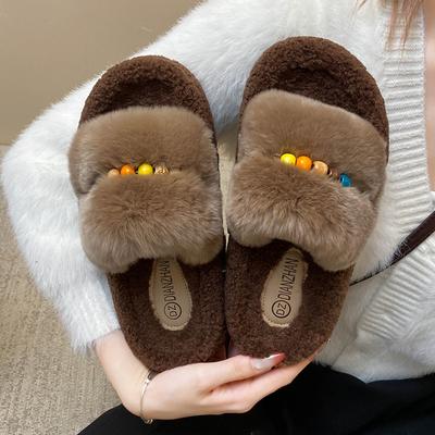 2026 New Autumn Style Height Increasing Thick Soled Hairy Women's Cotton Slippers for External Wear