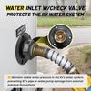 Oyviny RV City Water Inlet With Check Valve, Lead-Free Brass RV Fresh Water Inlet 3/4 NH Female To 1/2 NPT Male Connection, Water Fill Inlet Flange