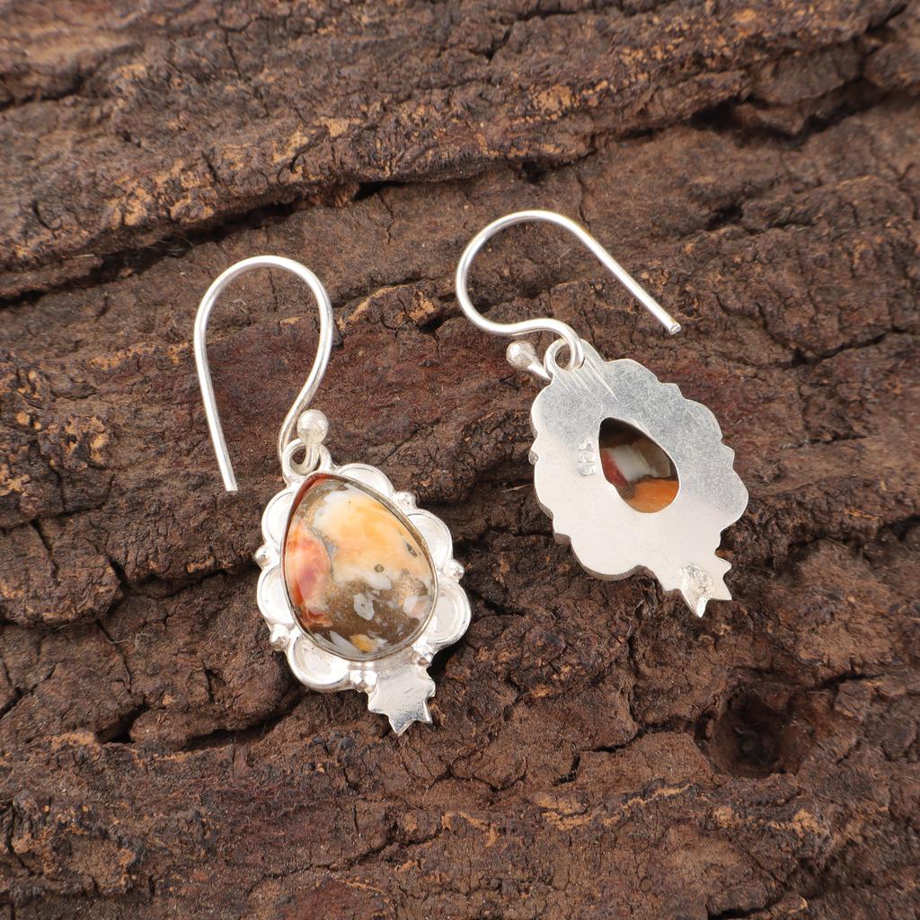 Boucles d'oreilles en Argent Sterling Massif 925 Turquoise Cuivre Orange, Bijoux Boucles d'oreilles en Pierre Précieuse Fait Main, Cadeaux Pour Épouse Boucles d'oreilles Neuves