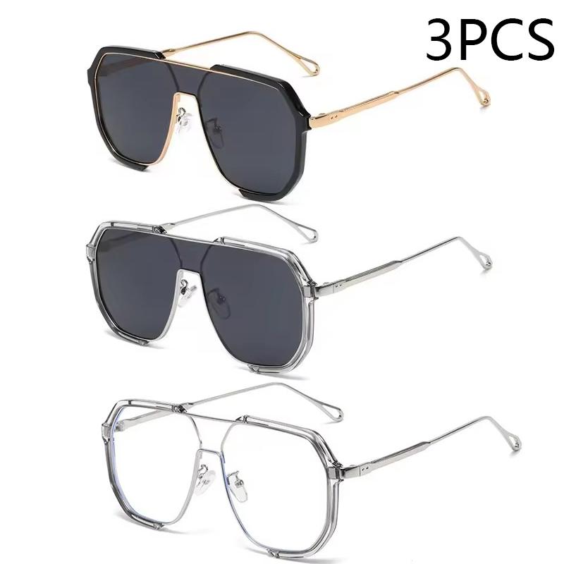 Europa I Stany Zjednoczone Moda Podwójny Mostek Duże Oprawki Wielokątne Okulary Przeciwsłoneczne Moda Wklęsły Kształt Okulary Przeciwsłoneczne Fala