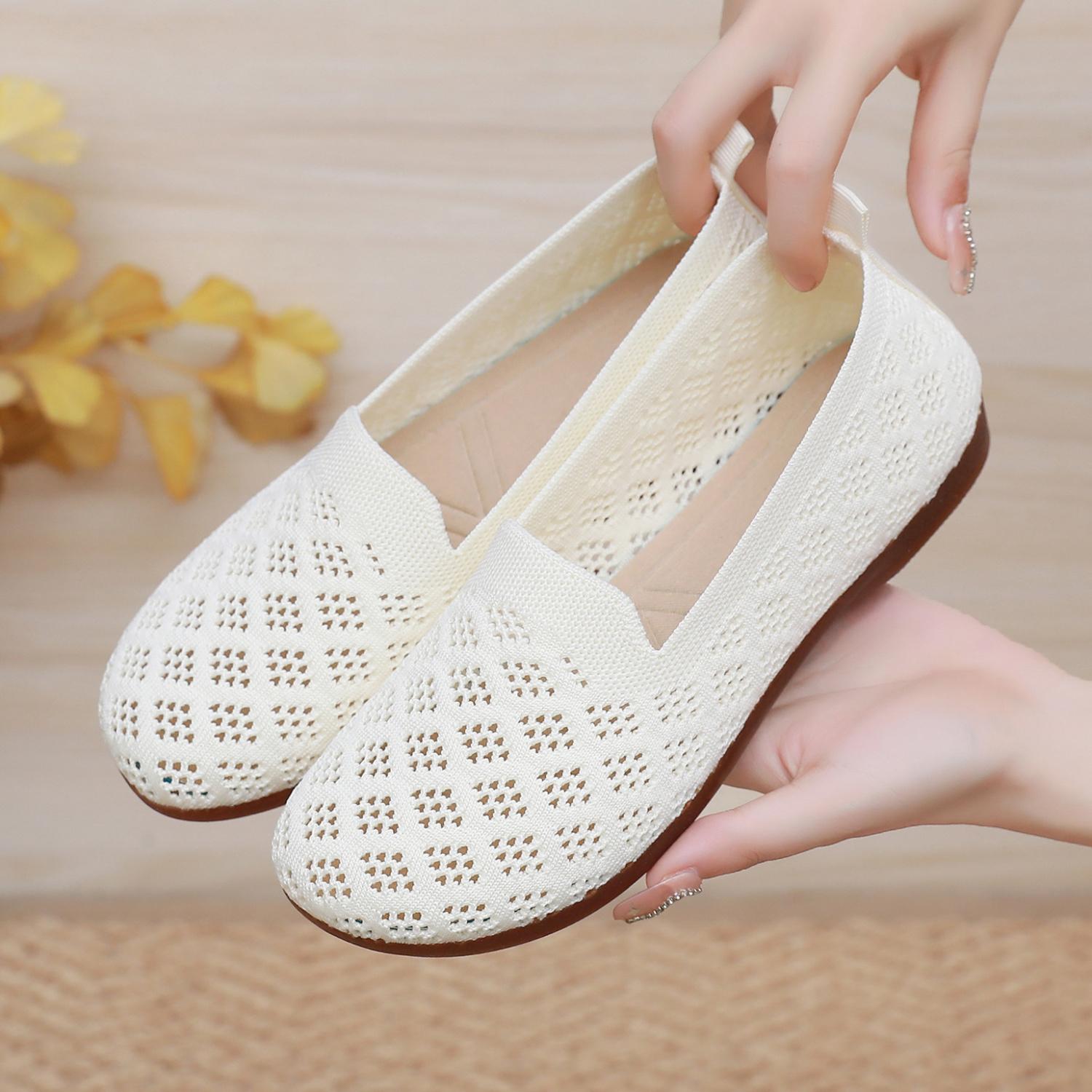 

Жіноче взуття великого розміру весна-літо Нове в язане взуття на плоскій підошві Просте однотонне дихаюче м яка підошва на відкритому повітрі 41