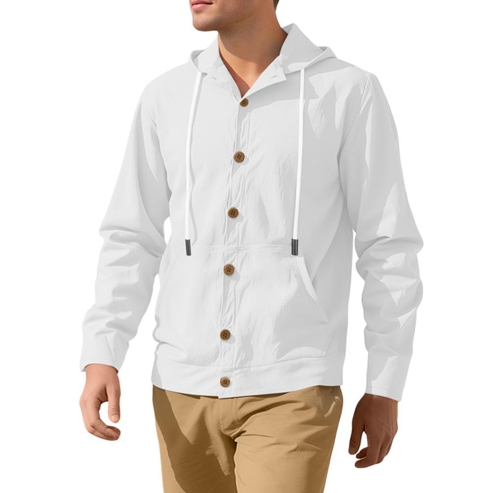 Men's Hoodie Linen Vintage Spring and Autumn Shirt Casual Loose Long Sleeved Clothes High Quality Trendy Men's Clothing