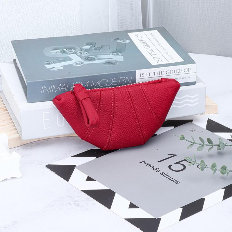 Real Cowhide French Croissant Women High-quality Niche Ins Kosung Bag Hand-held Lipstick Storage Change Purse