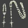 Imitation Perlen Religiöses Schmuckset Lange Vintage Stil Kreuz Anhänger Halskette Andacht Pullover Kette Christliches Armband