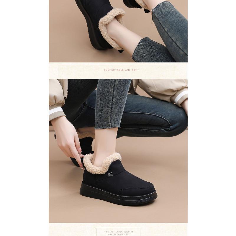 Birkenstock Women's Winter Fleece Women's Shoes, Cotton Shoes, Women's One-foot Pedals, Platform Mom Shoes, Fashionable Height-enhancing Shoes