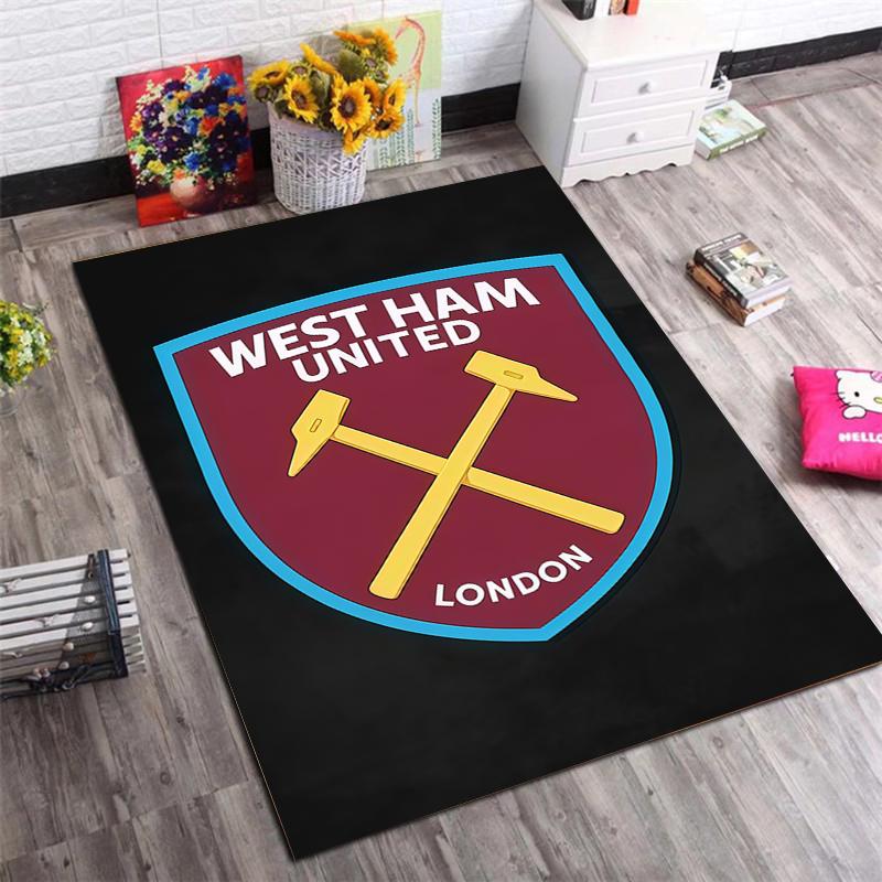 Tappeto Antiscivolo Logo Stadio West Ham United Zerbino da Pavimento Calcio Tappeto Morbido per Soggiorno Camera da Letto Decorazione per Tifosi Regalo per Sostenitori