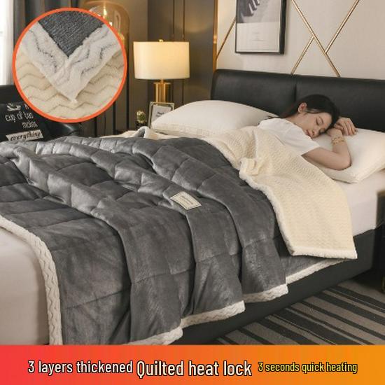 Thickened Three-Layer Milk Velvet Baby Blanket, Machine Washable Fleece Gift Cover