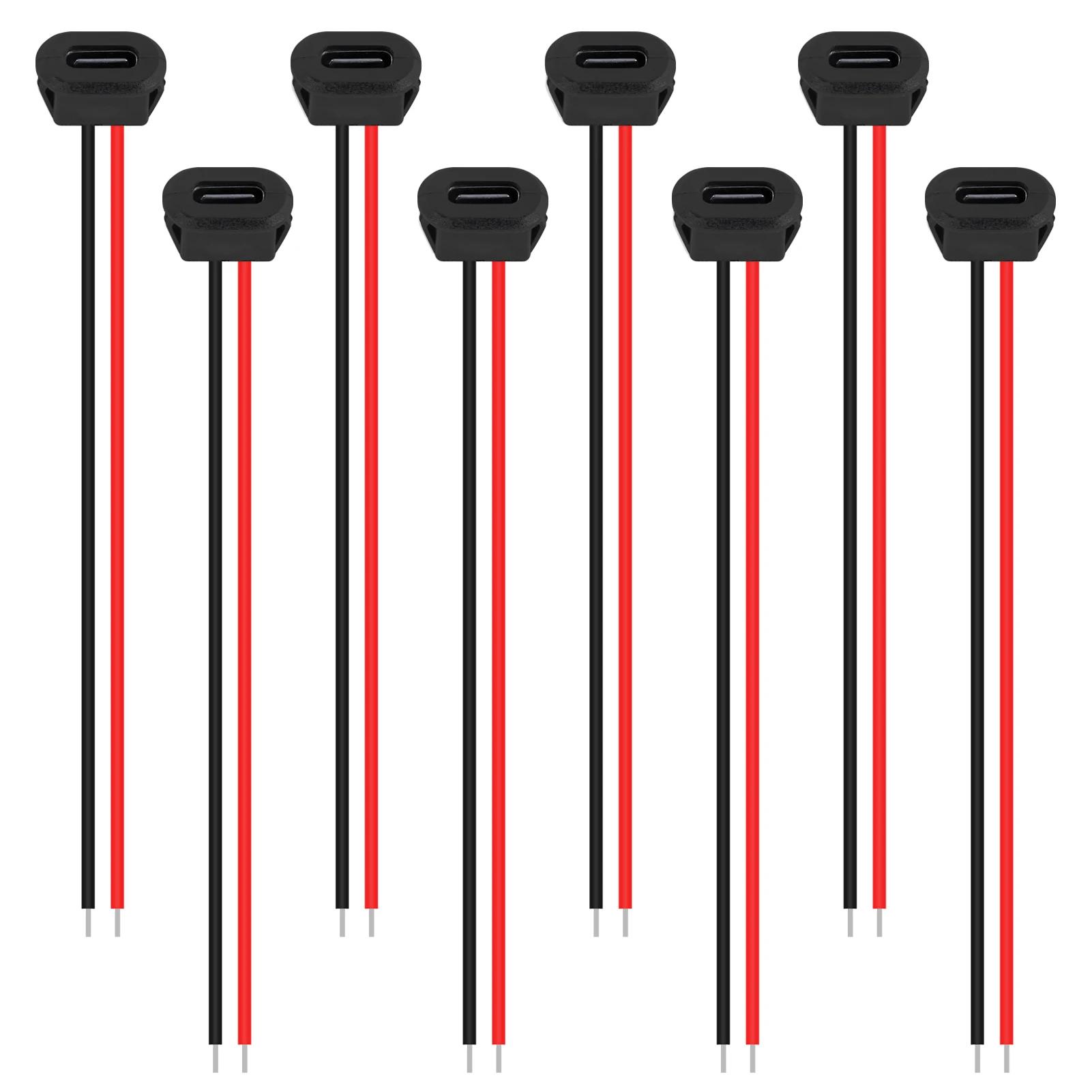 

10PCS USB Type-C Водонепроникний роз єм USB Пряме стиснення Гніздо Гніздо Інтерфейс заряджання зі зварювальним дротом 10PCS&2P&Female Insert чорний