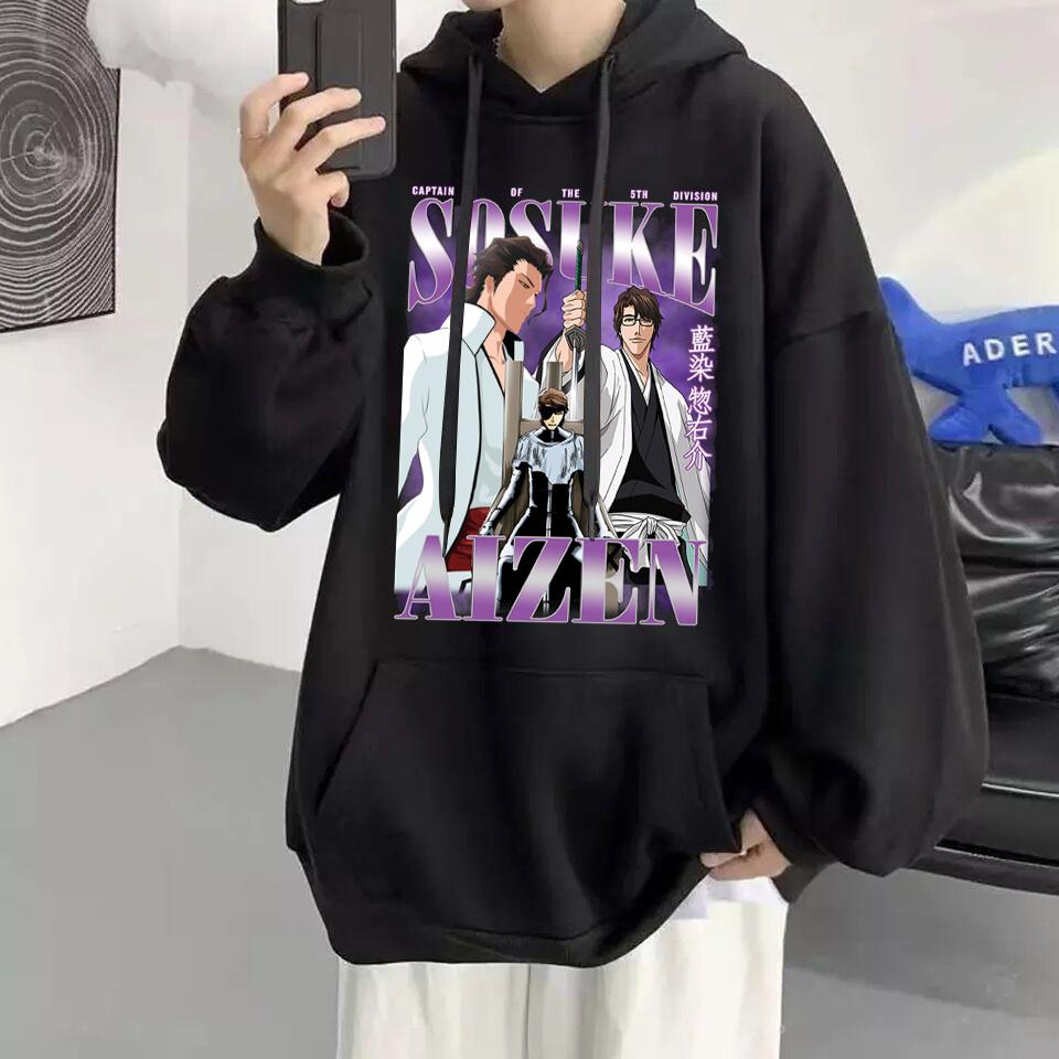 

Японія Аніме Bleach Ulquiorra Cifer Printed Hooded Чоловіки Жінки Манга Худі Вільний повсякденний світшот Harajuku Чоловічий вуличний одяг 4XL фіолетовий/чорний