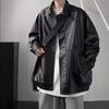American Retro Leather Jacket Men's Autumn and Winter Motorcycle Handsome Fashion Brand Casual Loose Pu Leather Lapel Jacket