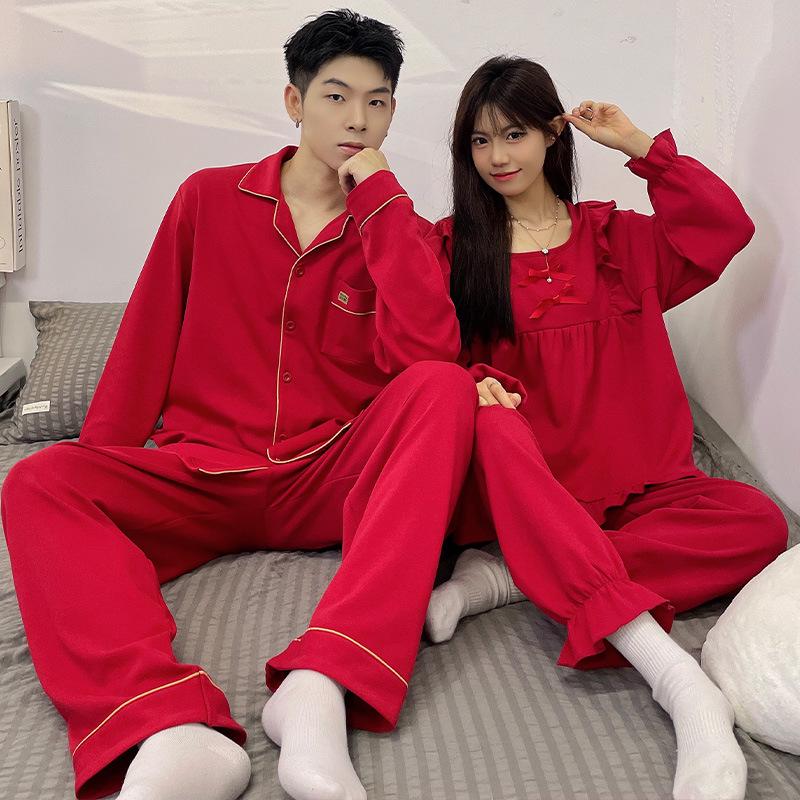 

Мультяжная хлопковая пижама для пары: Комплект кардигана с длинным рукавом для мужчин и женщин больших размеров M