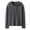 Fall & Winter Women's 100% Cashmere Half-Zip Hoodie - Loose Fit, Versatile Knit Outerwear.