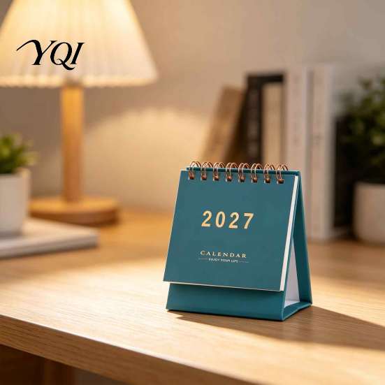 Durable Spiral Bound Calendar 2027 English Desktop Calendar, Minimalist Table Planner with Gold Easy Viewing Monthly Foil Cover, Thick Paper, 18-Month