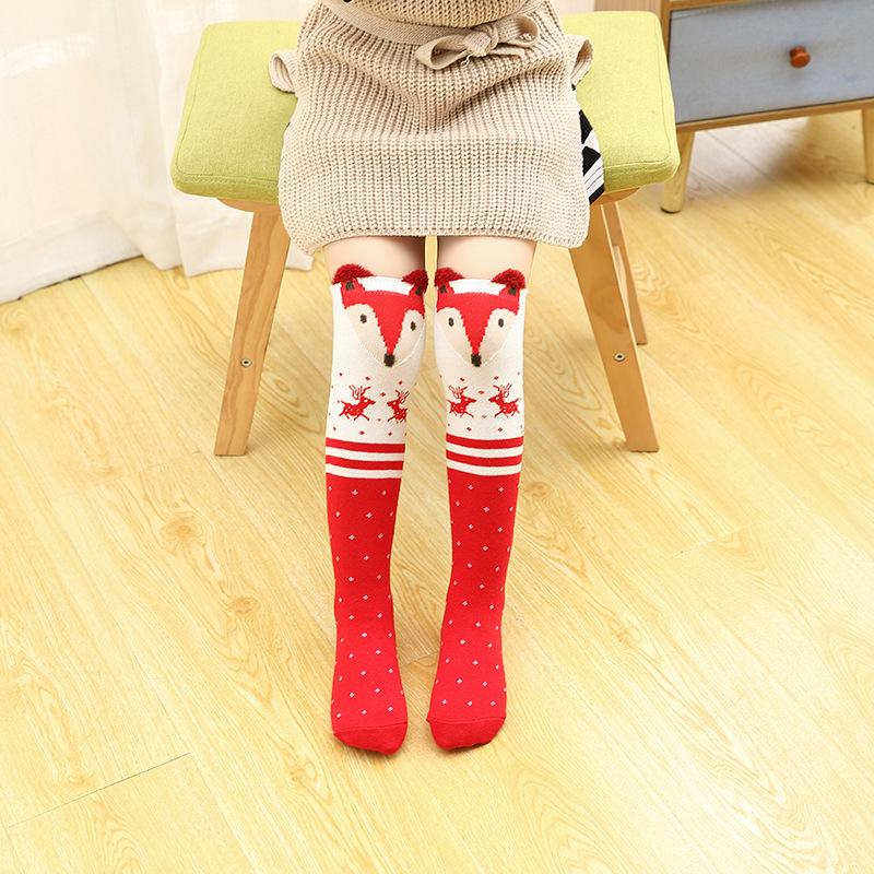 Girls' Cute Cartoon Cotton Knee-High Socks - Japanese Style for Spring & Autumn