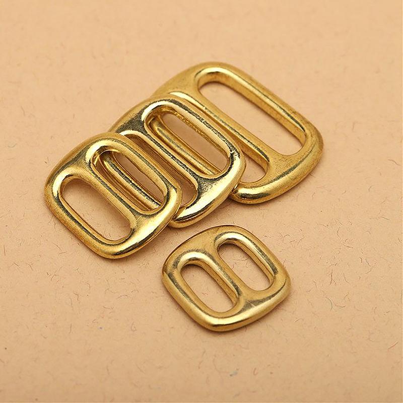 Solid Brass Tri Glides Slide Buckle Rectangle/Square Adjuster Buckle For Leather Craft Bag Shoulder Strap Belt Webbing