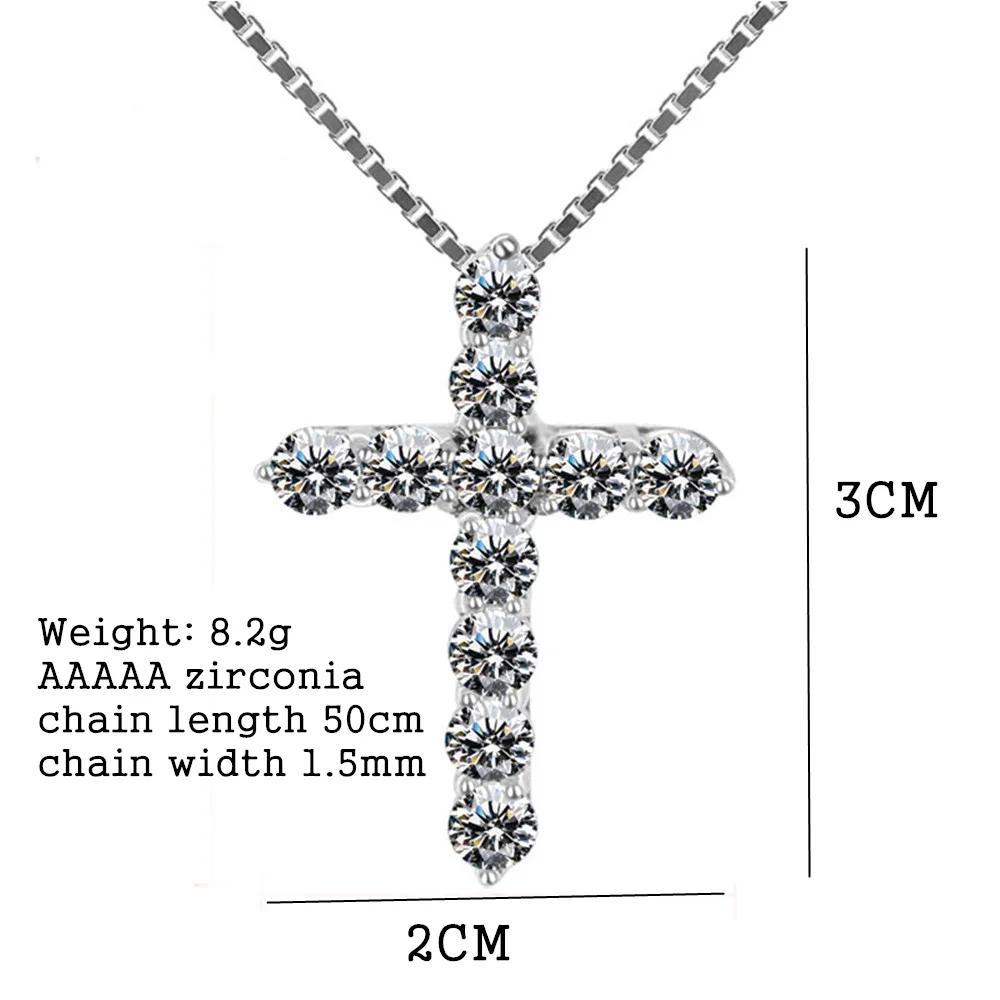 16-24inches Copper Necklace Box Chain Shiny Crystal Classic Cross Pendant For Women Men Fashion Jewelry Gifts