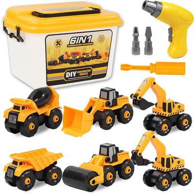 Baufahrzeug Montage Spielzeug DIY Lernspielzeug für Jungen und Beliebtes Werkzeug Geburtstags-Weihnachtsgeschenk 6-Auto-Set, Mädchen, Set, Geschenk,