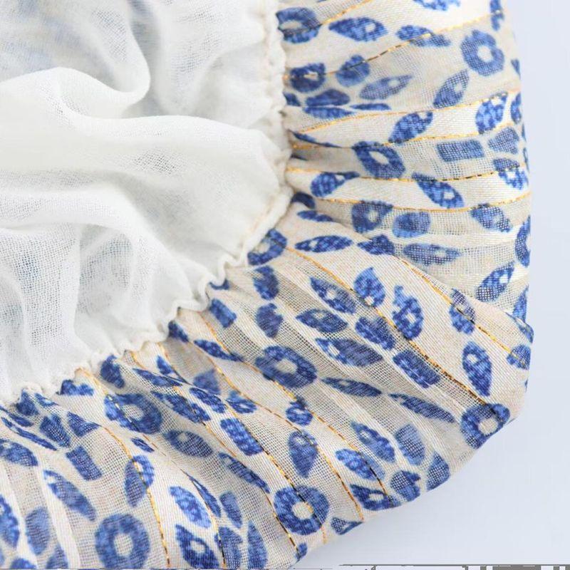 Kaslead New Arrival Women's Clothing Fashion Style Metal Color Line Print Balloon Version V Neck Tops 9328283