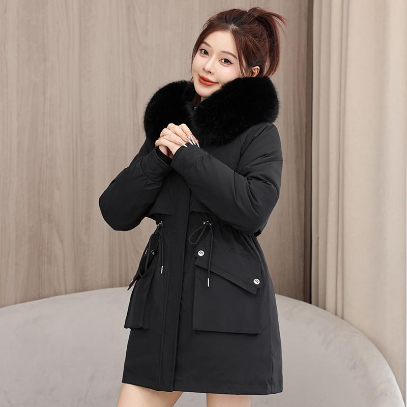 Autumn Winter Thicken Warm Parka Women Casual Sweety Solid Color Big Pocket Loose Hooded Coat Jackets Outwear