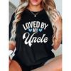 Womens Loved By My Uncle Graphic T Shirt Casual Black Crew Neck Heart Design Short Sleeve Spring Summer Top